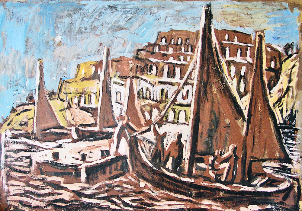 «Підплиття до острова». 2005. Папір, гуаш